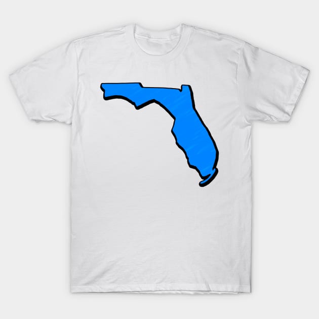 Bright Blue Florida Outline T-Shirt by Mookle
